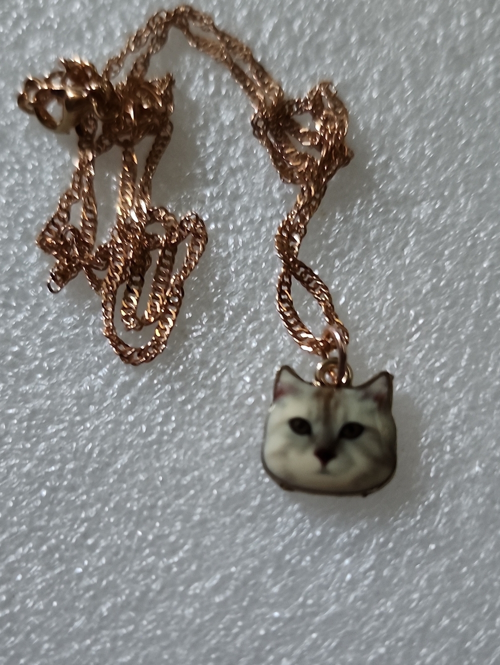 Hand Crafted Rose Gold Cat Head Pendant Necklace